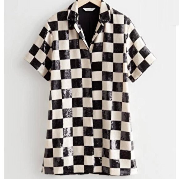 Other Stories Eye-Catching Checked Sequins Dress - Picture 2 of 2